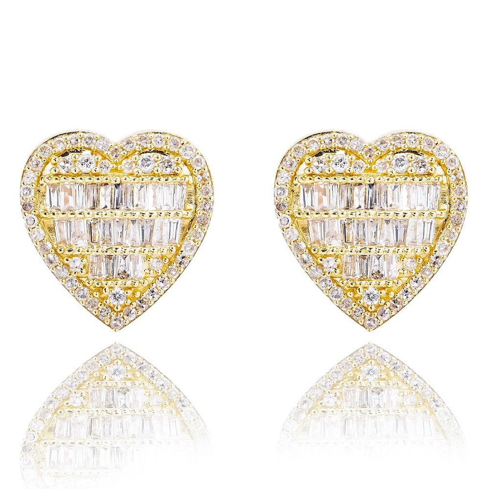 Women’s Silver Cute Baguette Heart Cute Y2K Best Fashion Love Stud Earrings